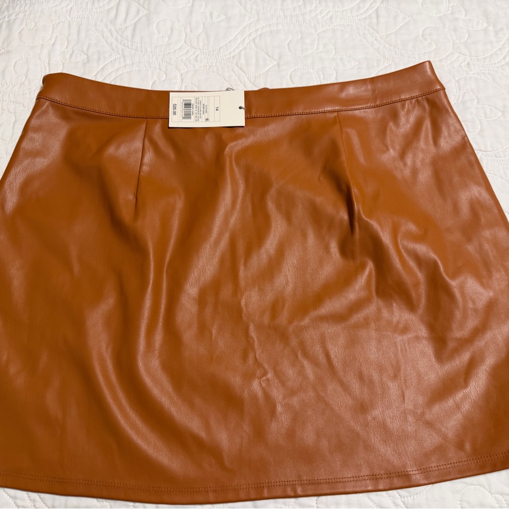 a new day Tan Leather Mini Skirt